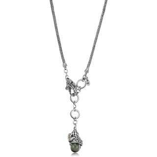 18k Gold and Sterling Silver Prasiolite 'Tropical Frogs' Necklace (Indonesia)