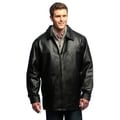 Men's Genuine Leather Zip-front Half Coat with Zip-out Liner