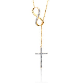 Sterling Silver Diamond Accent Infinity and Cross Y Necklace
