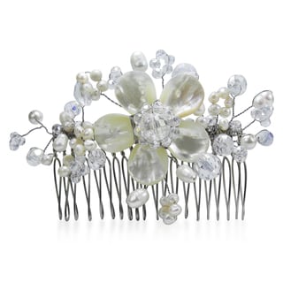 Dazzling Floral Garden Mother of Pearl Bridal Hair Comb (Thailand)-Image