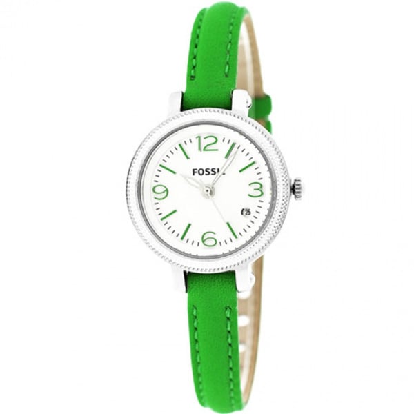 Fossil Women's 'Heather' ES3303 Lime Green Leather Skinny Strap Watch