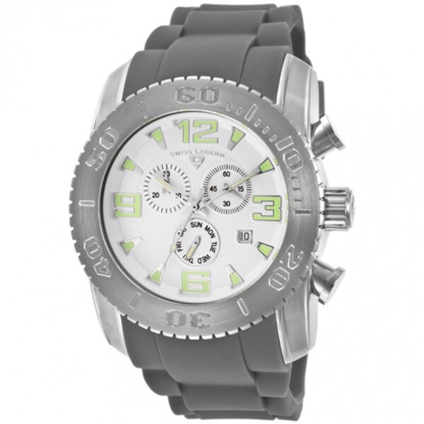 Swiss Legend Men's 'Commander' Silvertone Silicone Watch