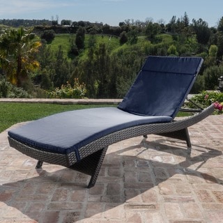 See Reviews Christopher Knight Home Outdoor Wicker Adjustable Chaise Lounge with Colored Cushion