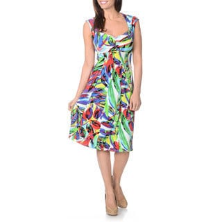 London Times Women's Printed Fit and Flare Jersey Dress-Image