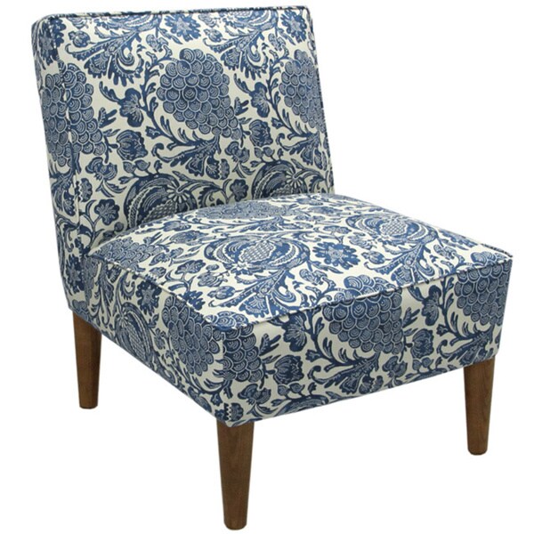 Made to Order Blue/ Cream Floral Armless Chair 16302758 Overstock