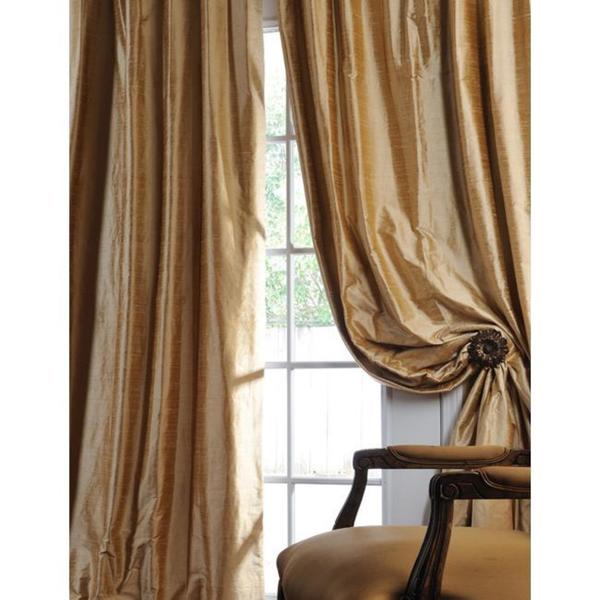 Exclusive Fabrics Signature Biscotti 108 x 50-inch Textured Silk Curtain Panel As Is Item
