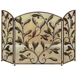 @@@ >  Floral Patterned Metal Fire Screen
