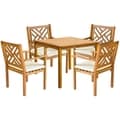 review detail Safavieh Outdoor Living Bradbury Brown Acacia Wood 5-piece Beige Cushion Dining Set