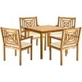 review detail Safavieh Outdoor Living Del Mar Brown Acacia Wood 5-piece Beige Cushion Dining Set