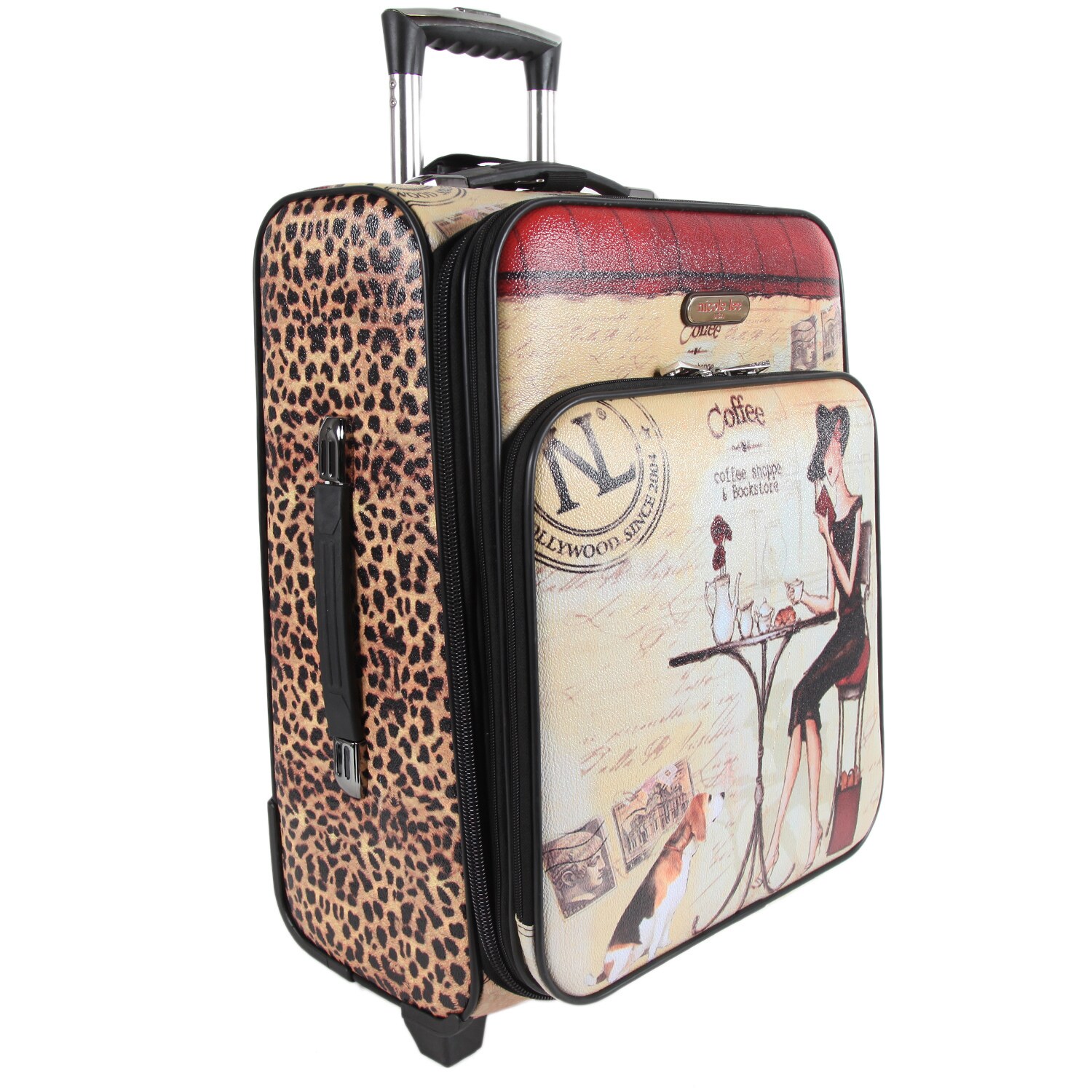 Nicole Lee Coffee Print 21inch Expandable Rolling Carryon Laptop