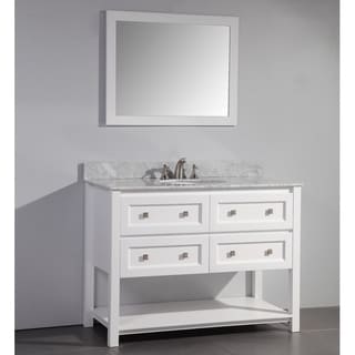  48inch Single Sink White Bathroom Vanity with Matching Framed Mirror