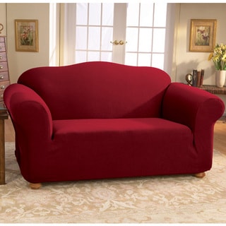 Sure Fit Stretch Wine Honeycomb Loveseat Slipcover-Image