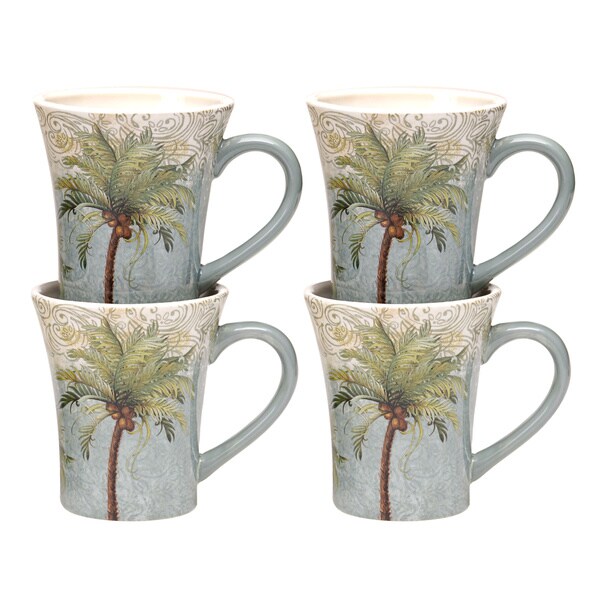 Hand painted Key West 14 ounce Ceramic Mugs (Set of 4)   16324303