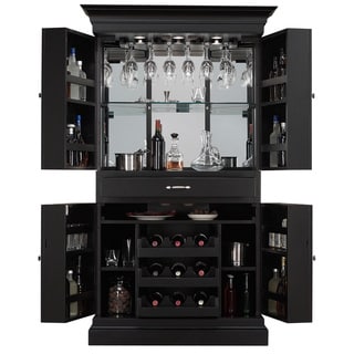 Special Offers Arianna Black-stain Home Bar Wine Cabinet/ Corner Server
