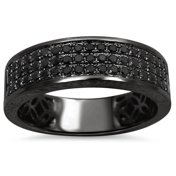 14k Black Gold 58ct Tdw Black Round Diamond Wedding Band Ring