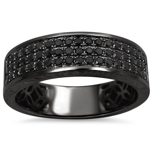 14k Black Gold 5/8ct TDW Black Round Diamond Wedding Band Ring