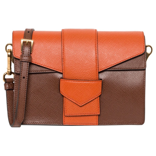 saffiano lux tote prada - Prada Saffiano Bi-color Orange/ Tan Shoulder Bag - 16328294 ...