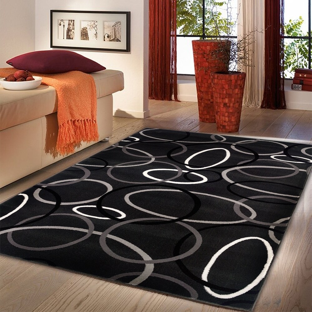 Lnr Home Adana Charcoal Plush Indoor Rectangle Area Rug 92 X 126