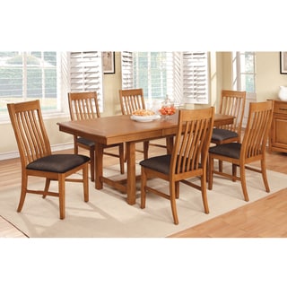 Today Sale Furniture of America Oakerly 7-Piece Dining Set with 18-inch Leaf