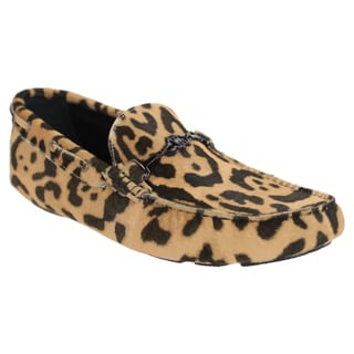 Great Prices Robert Cavalli Men's Leopard Print Leather Slip-on Moccasin Loafers