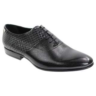 Hot Deal Alessandro Dell'acqua Men's Black Leather Tuxedo-style Oxford Shoes