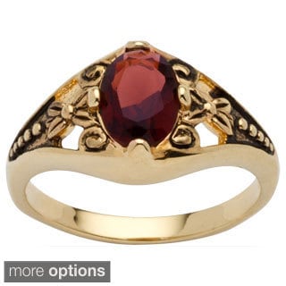 PalmBeach Oval-Cut Birthstone Filigree Ring in Antiqued 14k Gold-Plated Color Fun