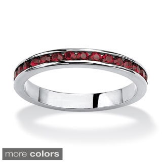 PalmBeach Round Birthstone Stackable Eternity Band in Sterling Silver Color Fun