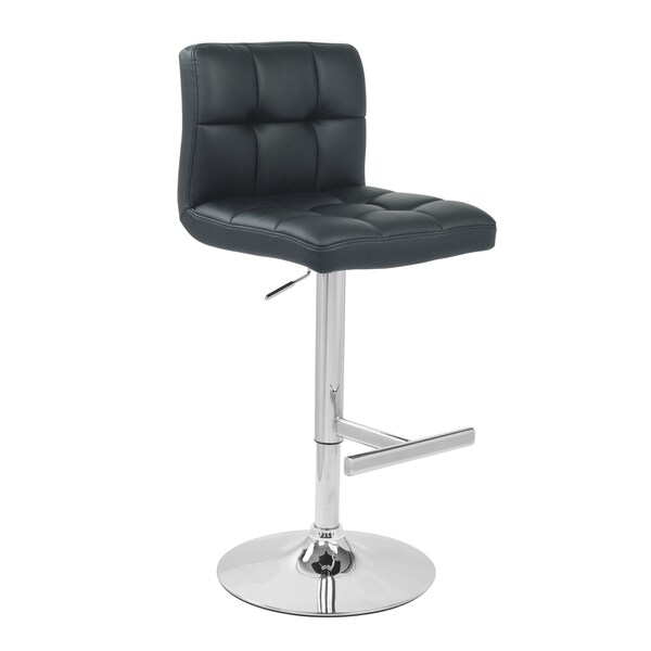 Black Adjustable Swivel Square Tufted Bar Stool (Set of 2) 16342323