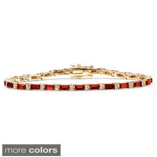 PalmBeach Emerald-Cut Birthstone 14k Yellow Gold-Plated Tennis Bracelet Color Fun