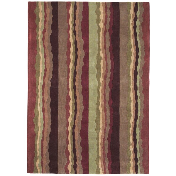 Christopher Knight Home Trio Jagged Stripe Berry Area Rug (6' x 9