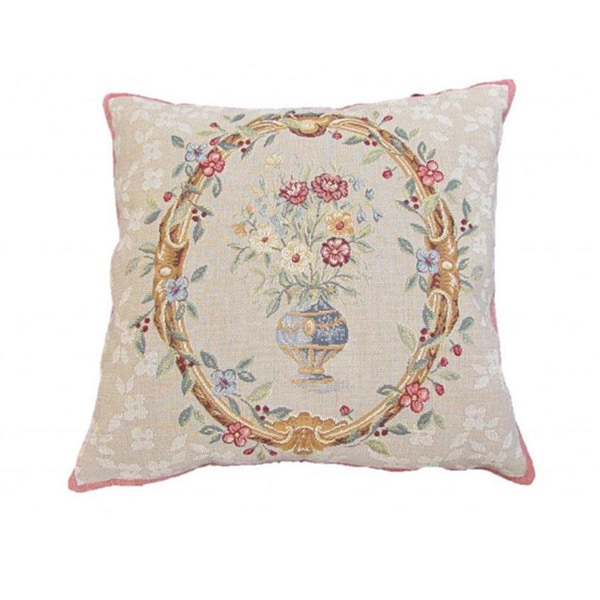 French Woven Floral Design Decorative Throw Pillow