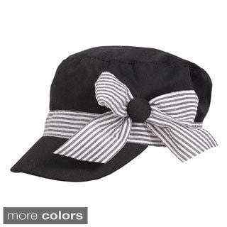 Magid Cotton Canvas Cadet Hat with Striped Bow-Image