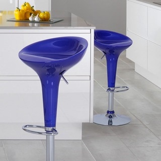 Adeco Deep Blue Form Fitted Adjustable Barstool Chairs (Set of 2)-Image