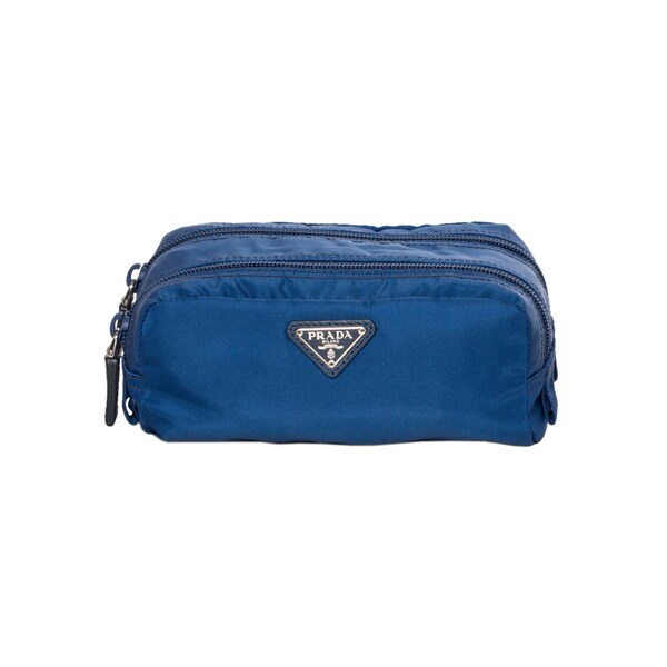 prada black messenger bag - Prada \u0026#39;Vela\u0026#39; Blue Double Zippered Cosmetic Case - 16344959 ...