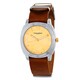 Vernier Paris Women's Genuine Tan Brown Leather Campus Sleeve Watch
