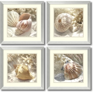 Donna Geissler 'Coral Shell- set of 4' Framed Art Print 18 x 18-inch Each