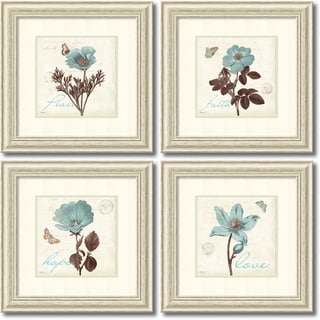 Find Cheap Price Katie Pertiet 'Touch of Blue- set of 4' Framed Art Print 22 x 22-inch Each
