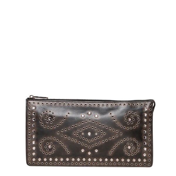 Prada Vintage Embellished Leather Brown Clutch - 16348870 ...