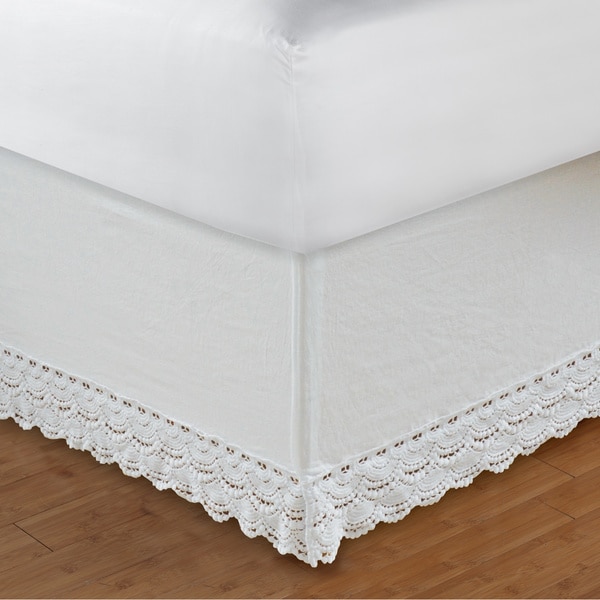 White Crochet Lace 18inch Drop Bedskirt Overstock Shopping Top