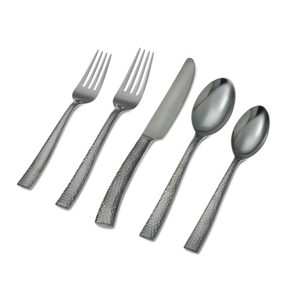 Paris Hammered Gunmetal Titanium 20-piece Flatware Set