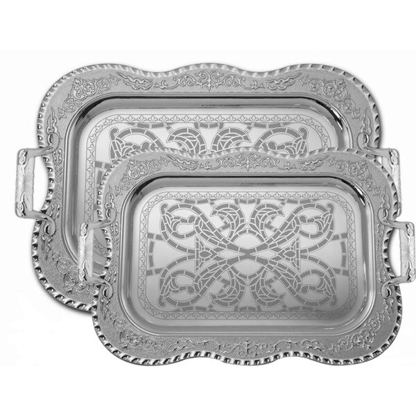 Alpine Cuisine Silvertone 2-piece Serving Tray Set - Overstock Shopping ...