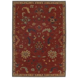 Hot Deal Woven Karastan English Manor Preston Red Wool Rug (8' x 10'5)