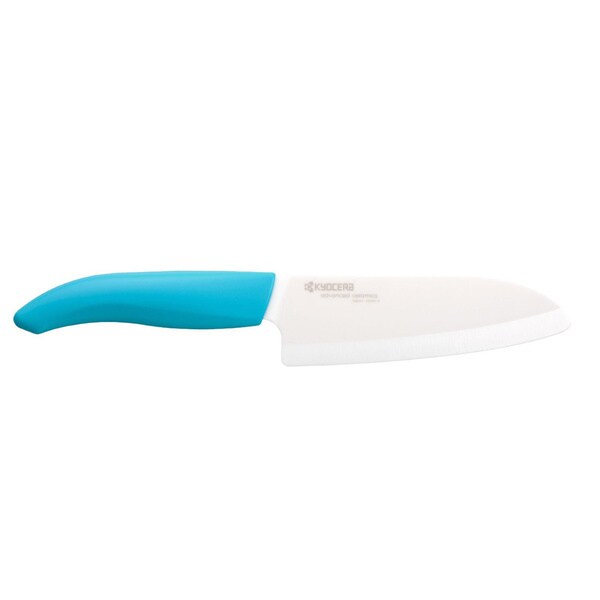 Kyocera FK-140-WH-BU Revolution Series Blue 5-1/2-inch Santoku Knife
