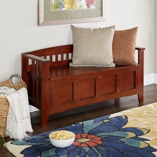 Best Shopping Linon Walnut Split Seat Storage Bench