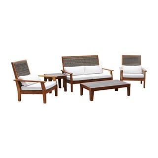 Huge Selection Panama Jack Leeward Islands Natural Teak 5-piece Deep Seating Group Set