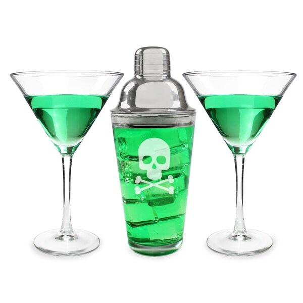Halloween Skull and Crossbones Martini Set