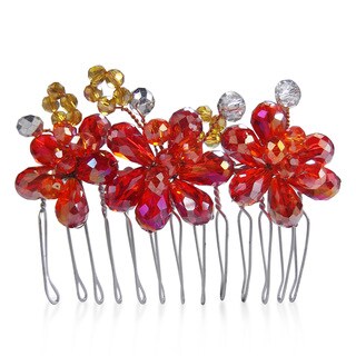 Regal Fire and Ice Floral Crystal Bridal Hair Comb (Thailand)-Image