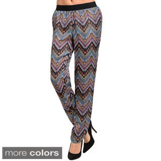 Feellib Women's Loose Fit Woven Trousers with Multi-colored Geo Pattern Design-Image