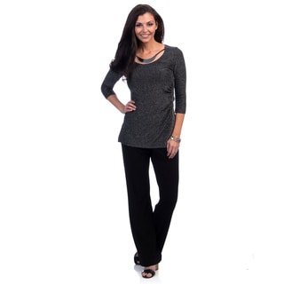 Jessica Howard Women's 2-piece 3/4-sleeve Tunic Pantsuit-Image