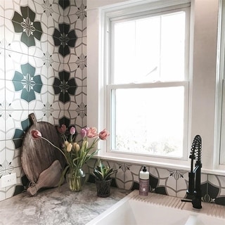 Today Sale SomerTile 7.75x7.75-in Thirties Crest Ceramic Floor and Wall Tile (Case of 25)